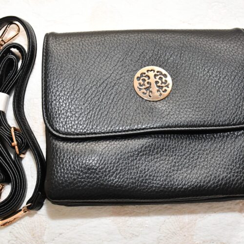 DSC_3588 Faux Leather Crossbody Clutch Bag with a Tree of Life metal emblem