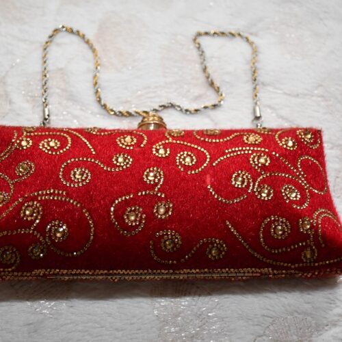 DSC_3593 Handcrafted Red Velvet Bridal Evening Clutch Bag