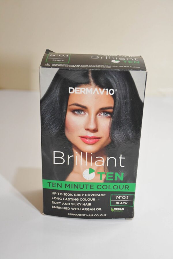 Derma V10 Brilliant Ten 10-Minute Permanent Hair Colour (No. 0.1 Black)