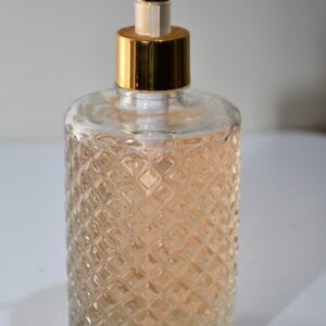 Diamond-Patterned Cut Glass Refillable Soap Dispenser